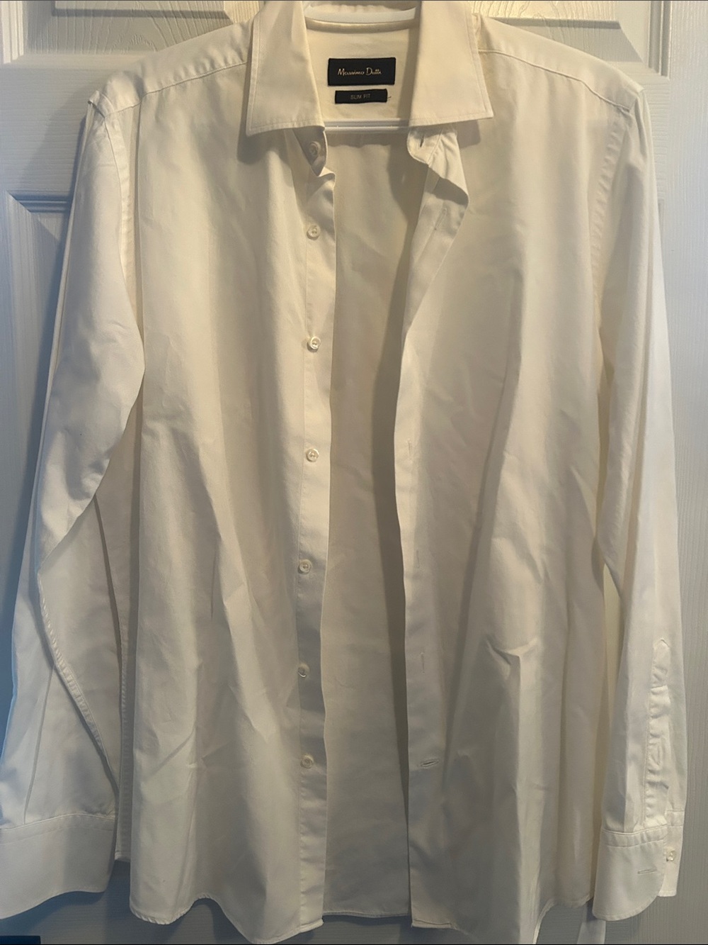 Massimo Dutti Men's Cream Long-Sleeve slim fit Dress Shirt